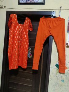Orange Kurti With Leggings