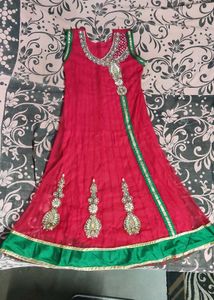 Red Anarkali Kurti with intricate Stone Work
