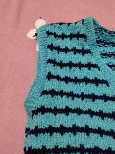 Blue Striped Knitted Vest