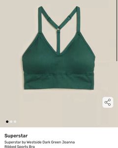Green Ribbed Sports Bra