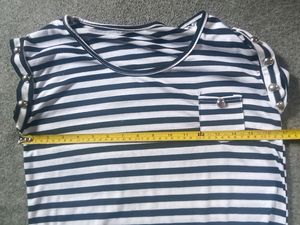 Stripped Dress With Buckle For Belt