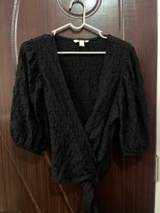 Crinkle Cotton H&amp;M Wrap Top