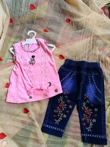 Baby Girl Jeans And Tshirt For 2-4years Old