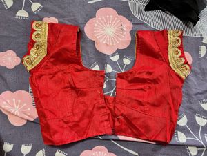 Red & Gold Embellished Blouse