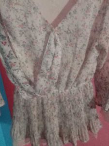 Floral Print Tie Neck Blouse