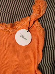 Orange Lace Trim Cami Top