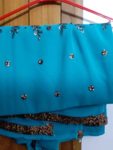 Embroidered Blue Saree