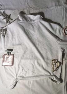 White Cropped Polo Top