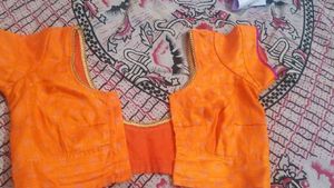 Orange Blouse with Triangle Pattern