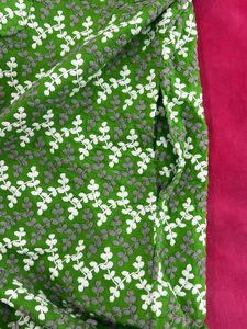 Green Floral Print Chikankari Work Tunic Kurta