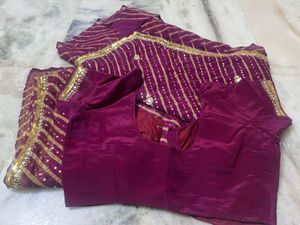 Designer Maroon Sequins Work Saree with Matching R