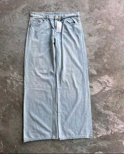 Men ZARA Wide Leg Jeans Light Blue