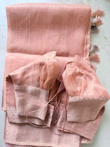 Unused Peach Saree