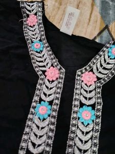 Elegent Black Kurti Pant With Dupatta