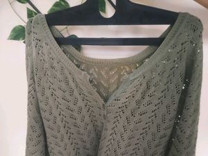 Sage Green Cardigan Top