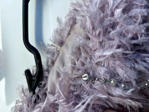 Lilac Faux Fur Beaded Shoulder Bag