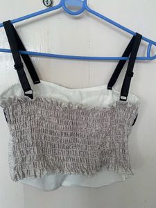 Grey Tweed Crop Top
