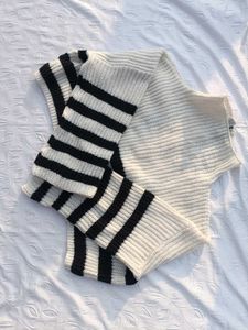 Y2k Striped Oversized Zip-Up Knit Sweater