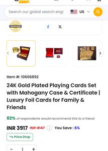 99.99 Carats Gold Plated Playing Cards