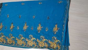 Beautiful Blue Embroidered Saree