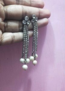 Pearl &amp; Rhinestone Drop Earrings