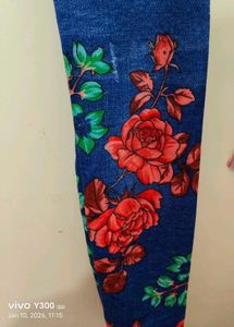 free size stretchable Floral Print Denim Leggings