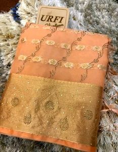 Organza Hand Stone And Zari Work 💯