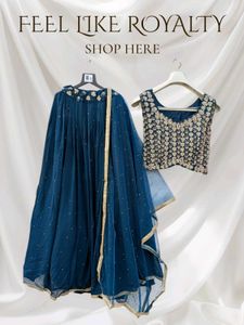 🌸Elegant Navy Blue Lehenga Choli Set 🌸