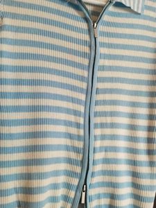 Striped Zip-Up Knit Top