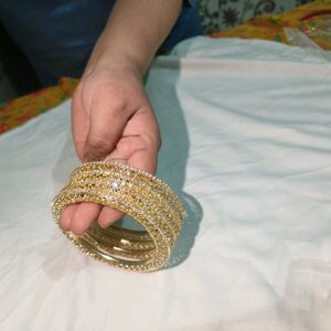 Sparkling Gold Bangles - Set of 4