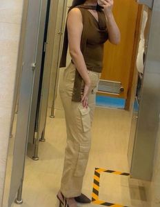 Beige utility-style cargo pants
