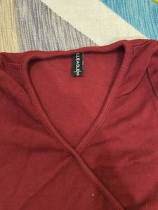 Maroon Wrap Crop Top