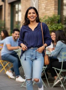 💙Boho Chic,Effortless Fit|NEXT Navy Tassel Tunic✨