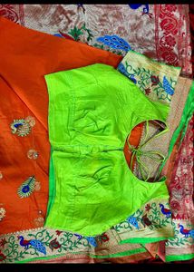 Beautiful Orange Paithani with stiched blouse