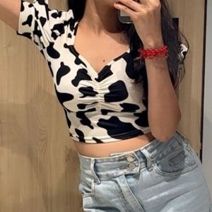 Cow Print Crop Top