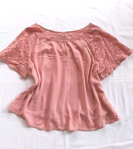 Pink Lace Yoke Top