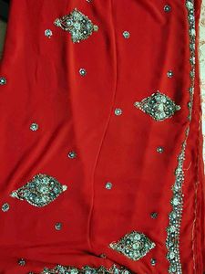 Red Embellished Saree