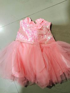 New Born Sequence Baby Pink Frock