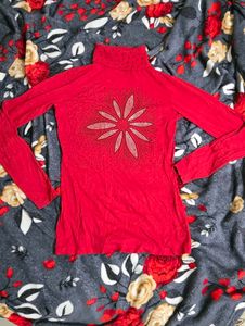 Red Turtleneck Top
