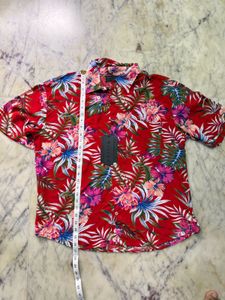 MASCLN SASSAFRAS Red Floral Print Shirt