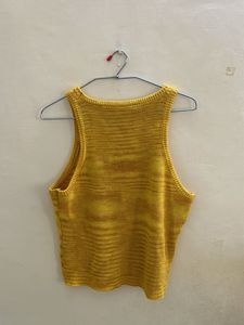 Urbanic Yellow Ribbed Knit Sleeveless Crop Top