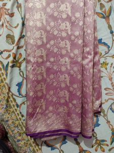 Elegant Orange Floral Silk Saree
