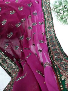 Magenta Gradient Georgette Saree