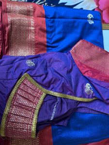 Royal Blue Red Saree