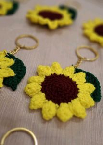 Crochet Sunflower Keychain 🌻
