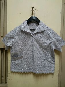 Stylish Black Patterned Jacket N Grey Hakoba 10/10