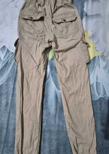 Khaki Cargo Pants With Gray Jean