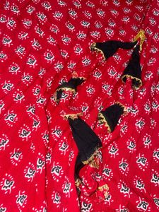 Long Crimson Cotton Gown