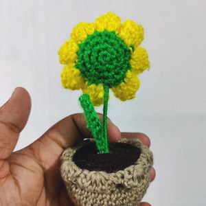 Handmade Crochet Sunflower Pot