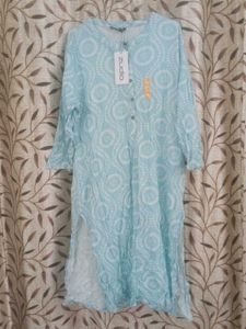 Women's Light Blue Printed Top